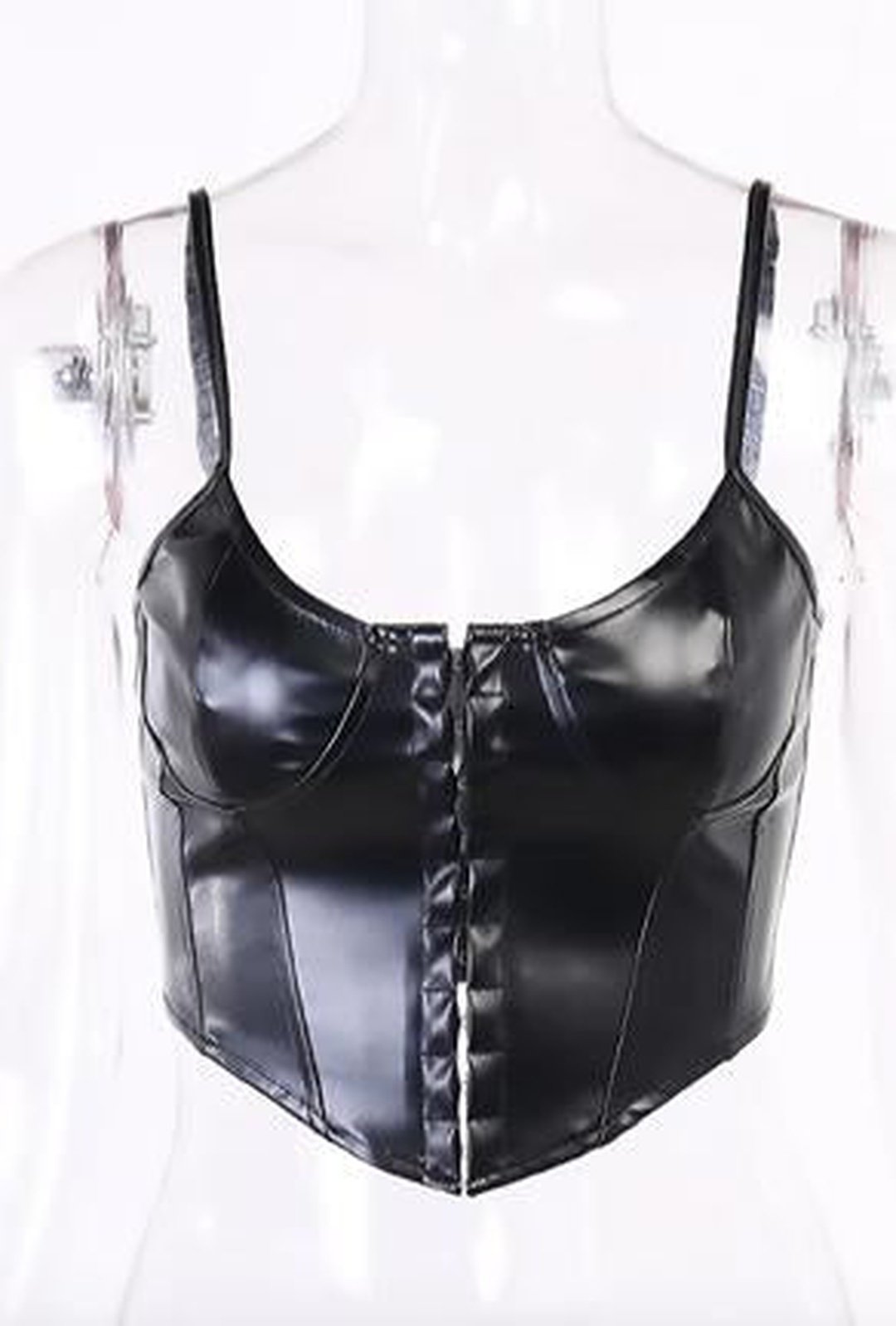 KENDRA - LEATHERETTE CORSET TOP