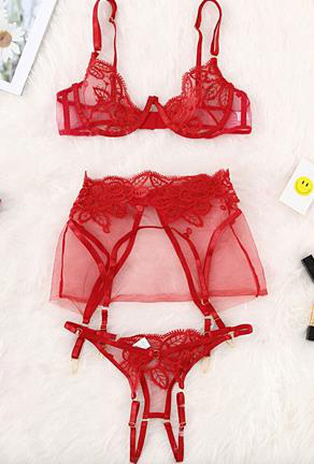 KHISSY - LACE 3 PIECE EROTIC LINGERIE