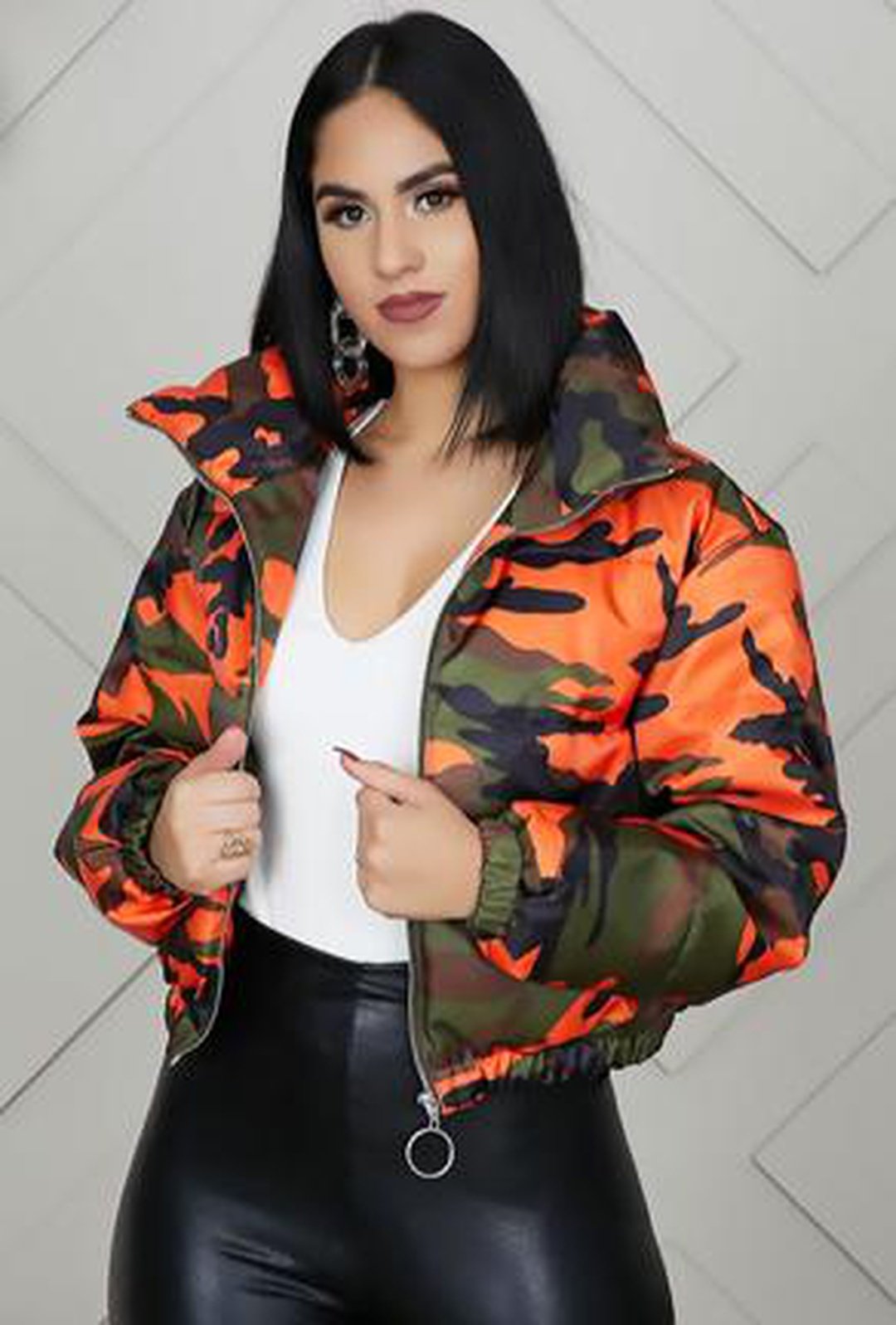 KYRA - PRINTED PUFFY CAMO JACKET