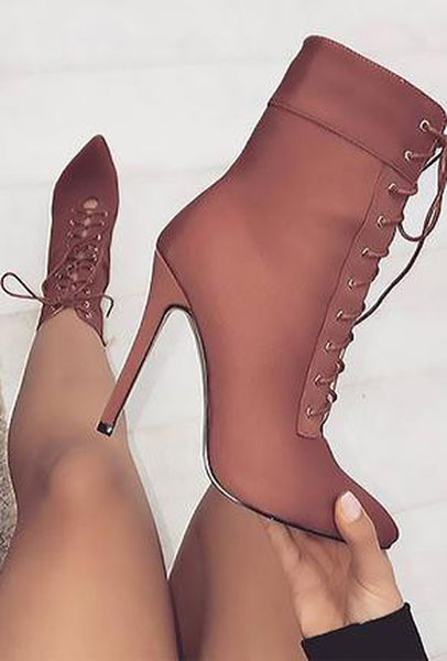 MAGGIE - SATIN LACE-UP BOOTS