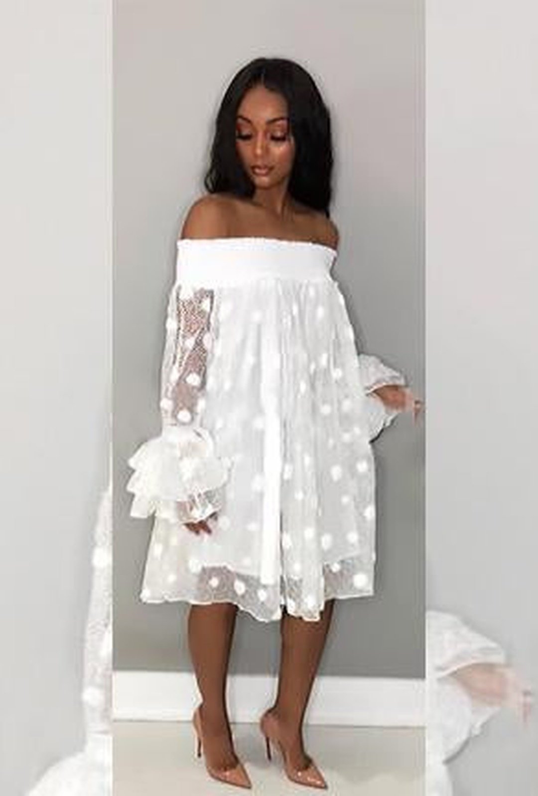 MICHELLE - SHEER DOT LACE DRESS