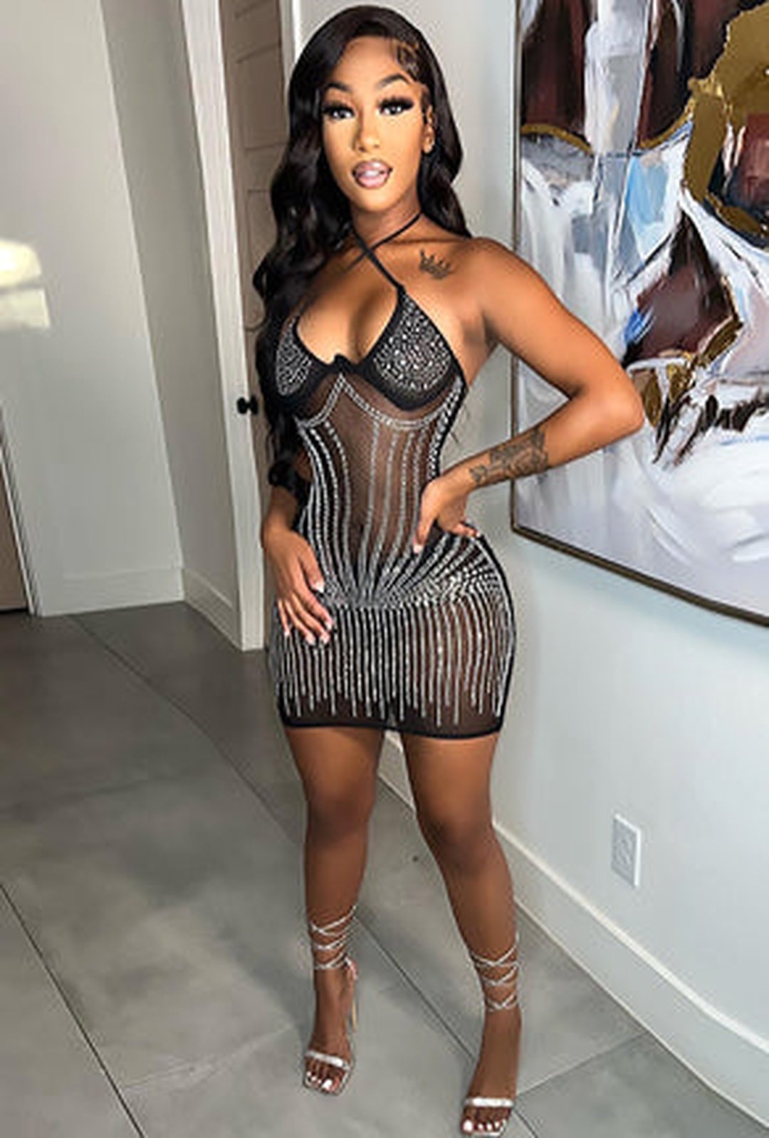 MIZ - SPARKLING STUD MINI DRESS