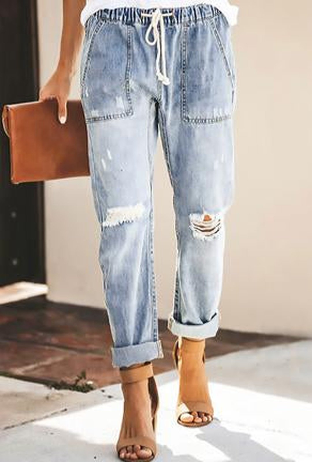 MOLLY - DISTRESSED HAREM BAGGY JEANS