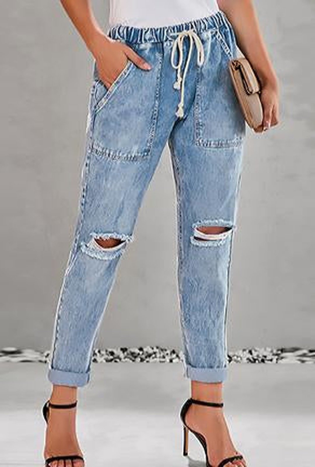 MOLLY - DISTRESSED HAREM BAGGY JEANS