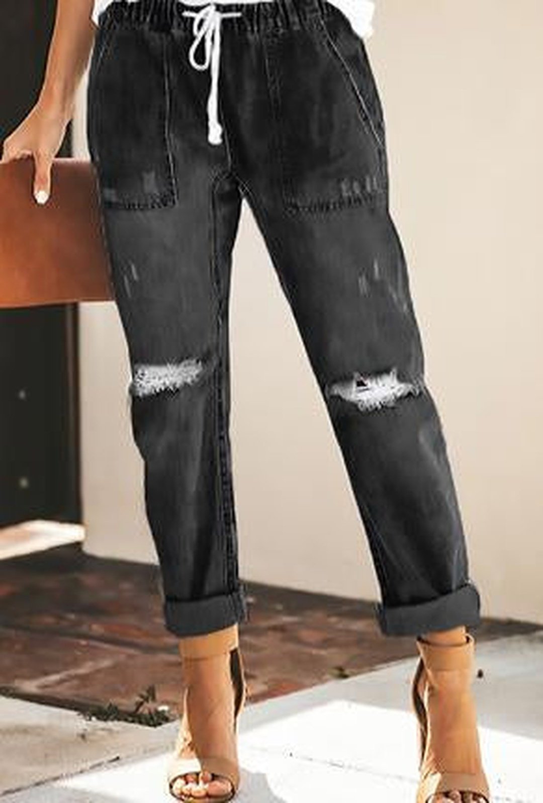 MOLLY - DISTRESSED HAREM BAGGY JEANS