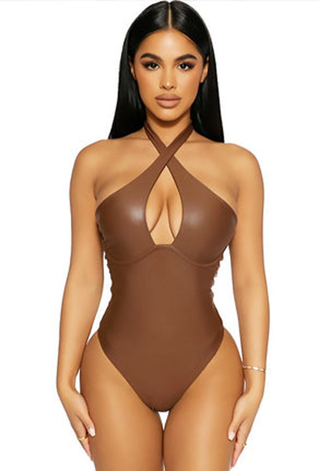 PAULA - LEATHERETTE BODYSUIT