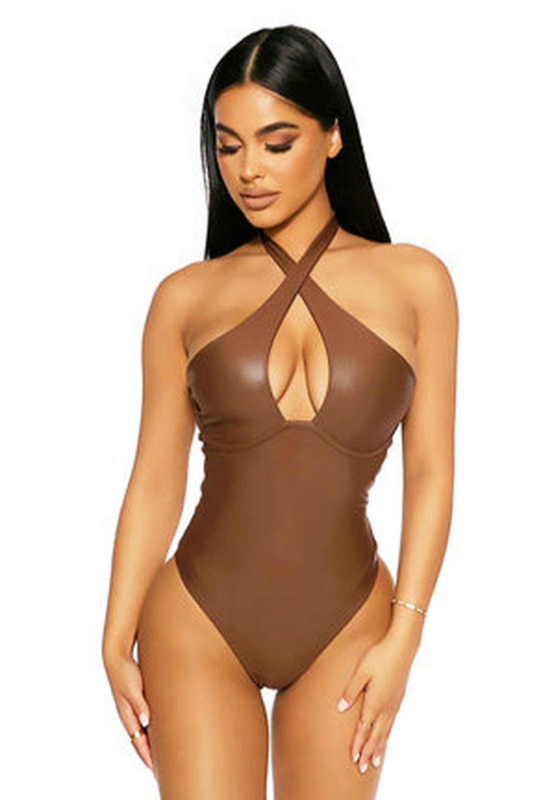 PAULA - LEATHERETTE BODYSUIT