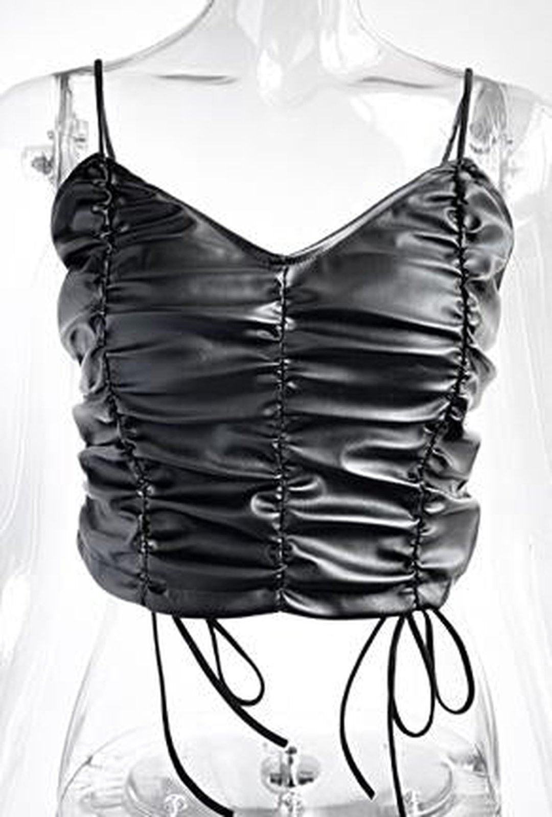 RYKA - CORSETTO IN PELLE CON RUCHES