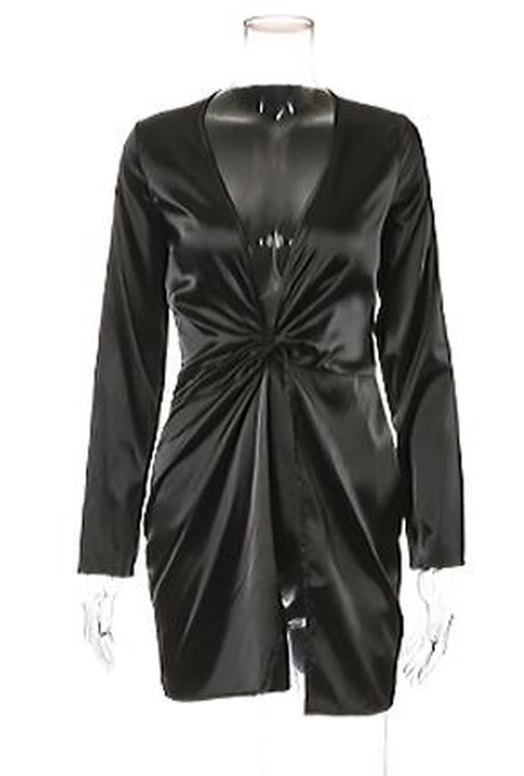 SANDRA - DRAPE FRONT SATEEN DRESS