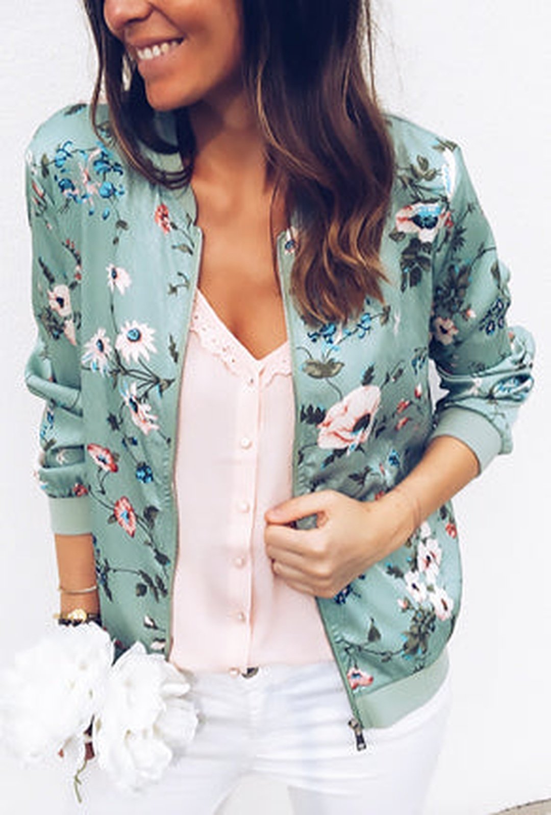 SHEERE - FLORAL BOMBER JACKET