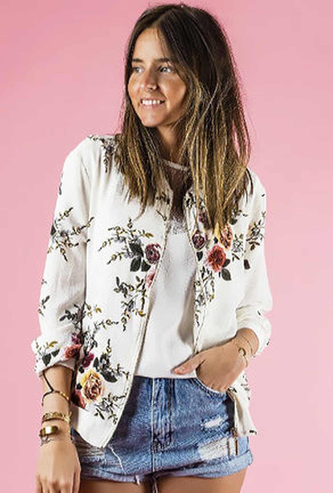 SHEERE - FLORAL BOMBER JACKET