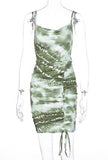 STEPH - RUCHED PRINTED DRESS