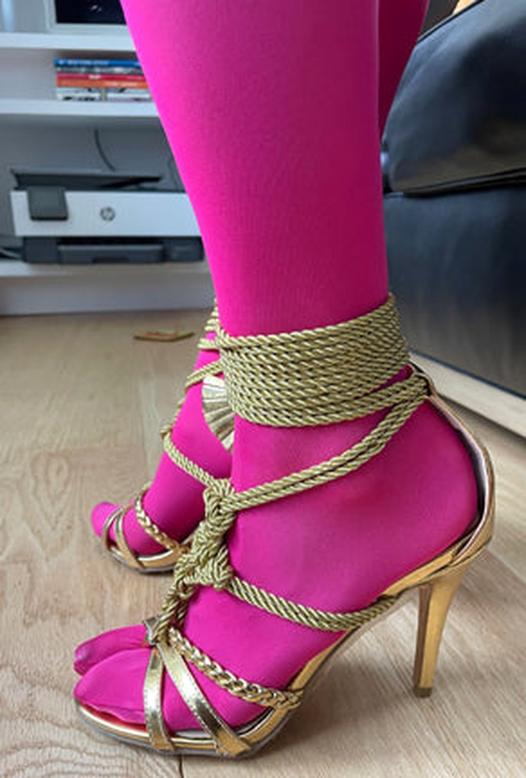 TAMELA - BRAIDED ROPE THONG SANDAL HEELS