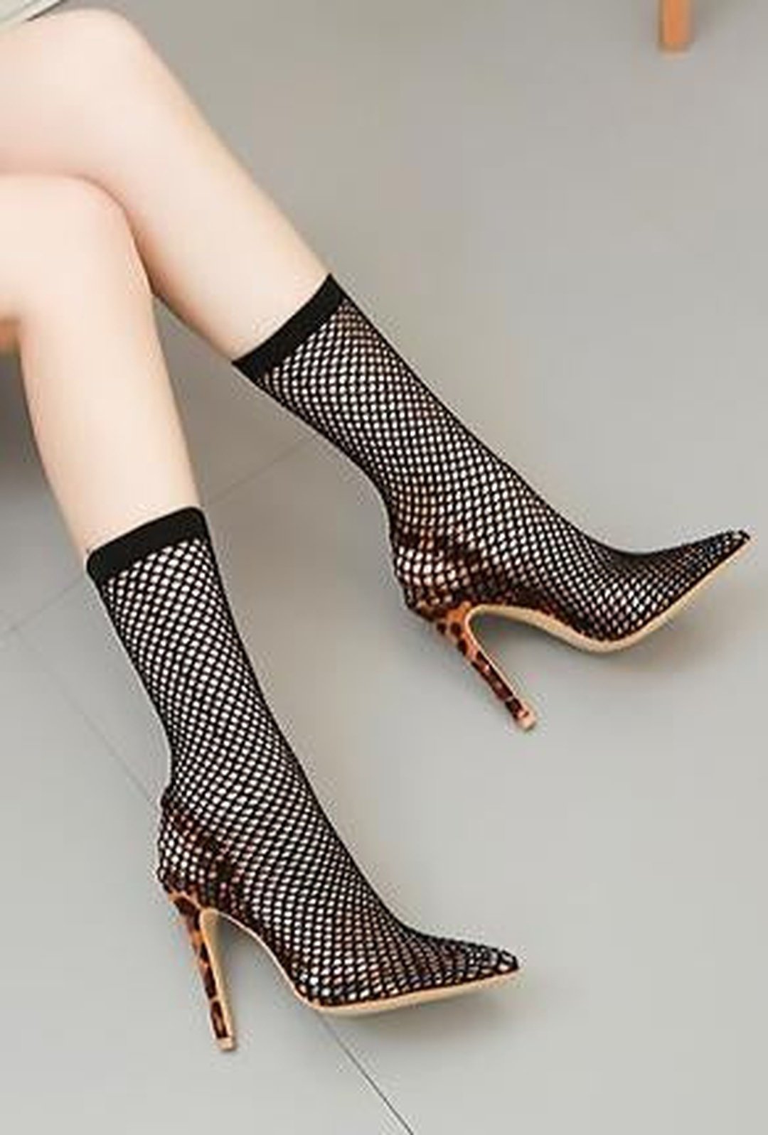 TERRA - LEOPARD FISHNET HEELS