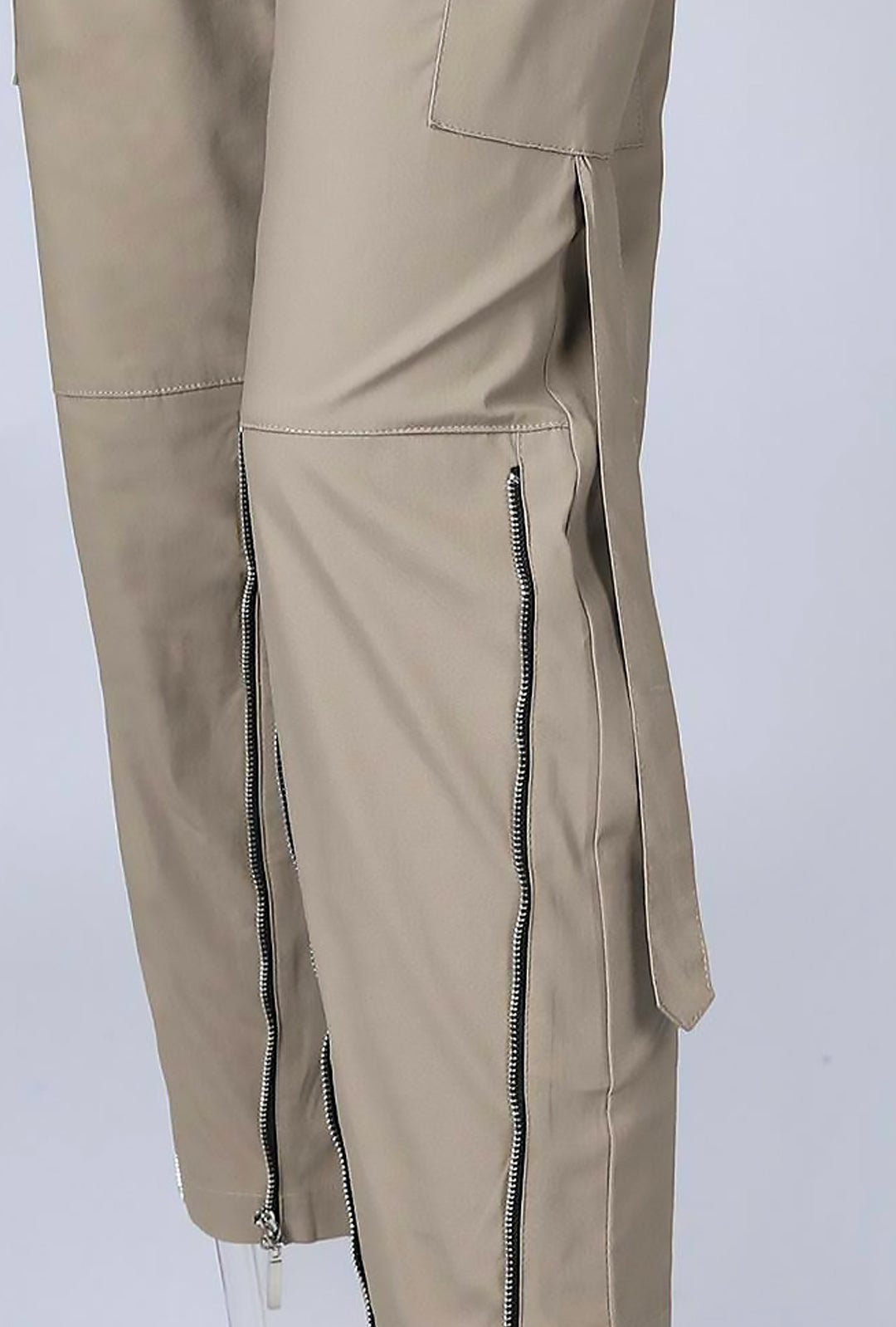 TERRY - PANTALONI CARGO CON ORLO CON ZIP