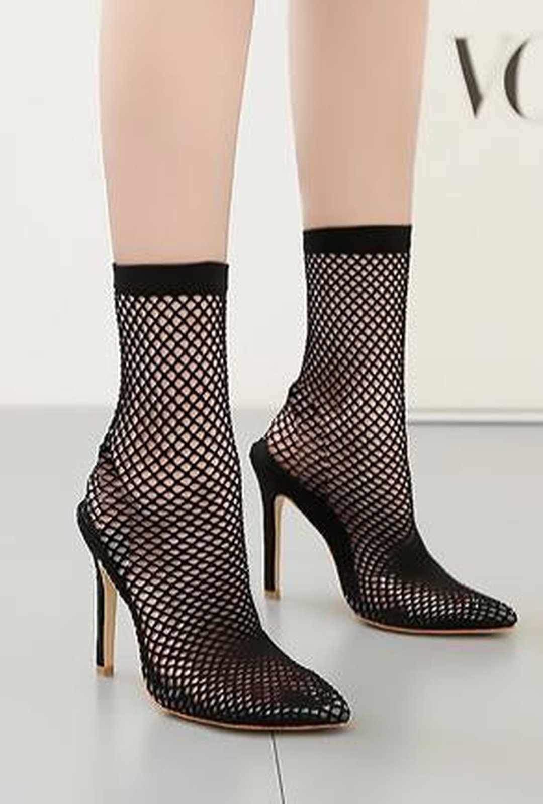 TRACY - FISHNET SOCK HEELS