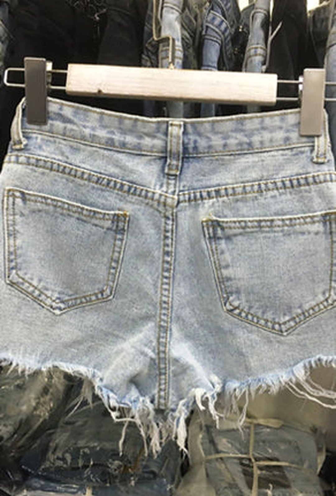 VALORIE - RHINESTONE FRINGE DENIM SHORTS