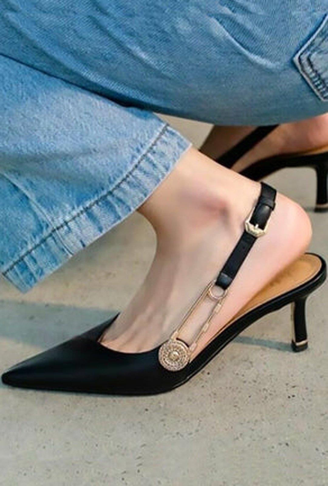 VENICE - SAFETY PIN SLING BACK HEELS