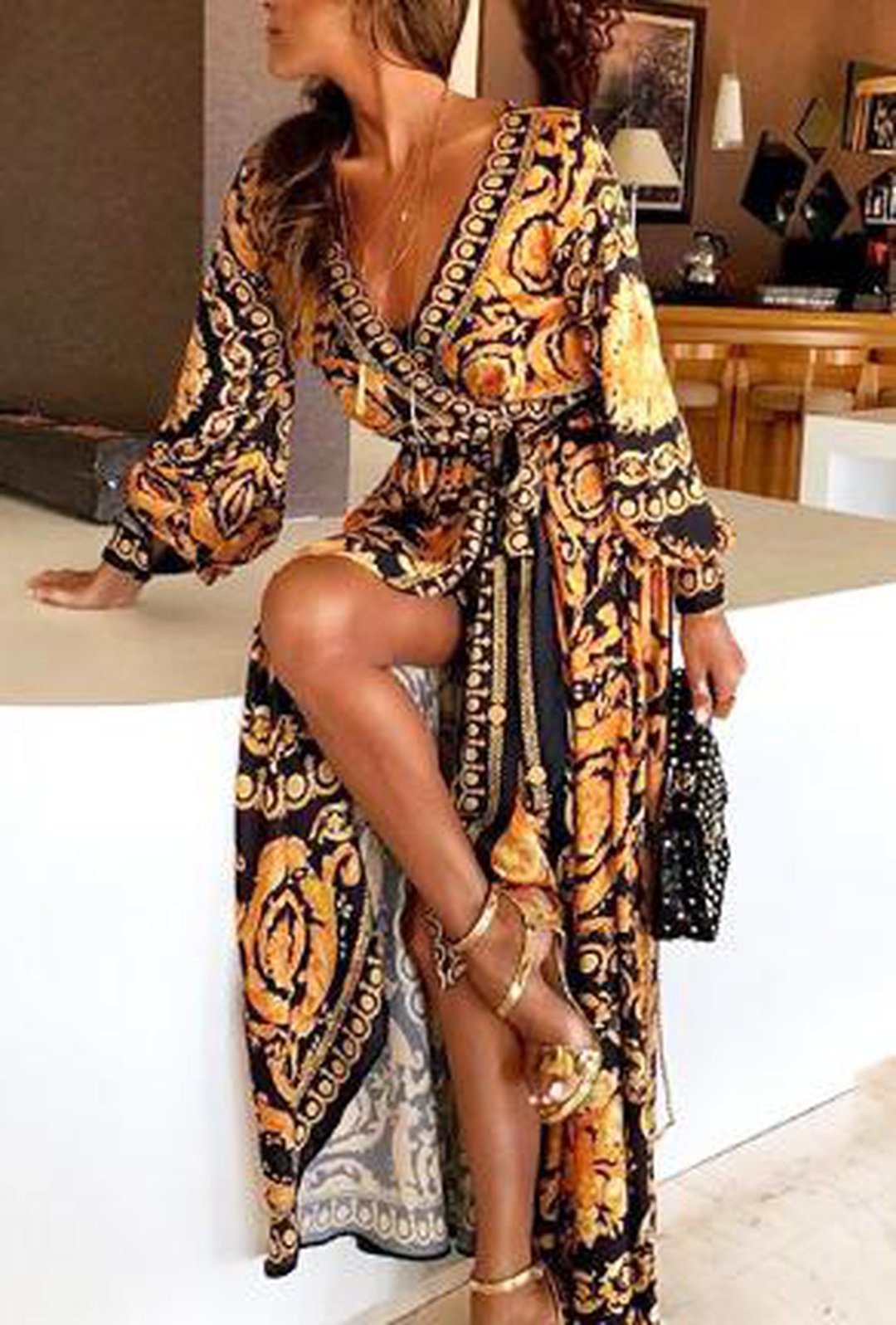 VERSSA - PRINTED ROBE DRESS