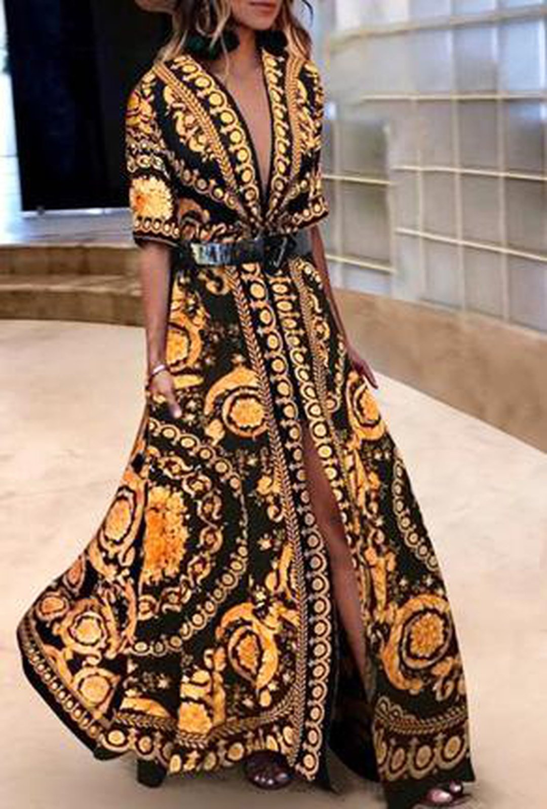 VERSSA - PRINTED ROBE DRESS