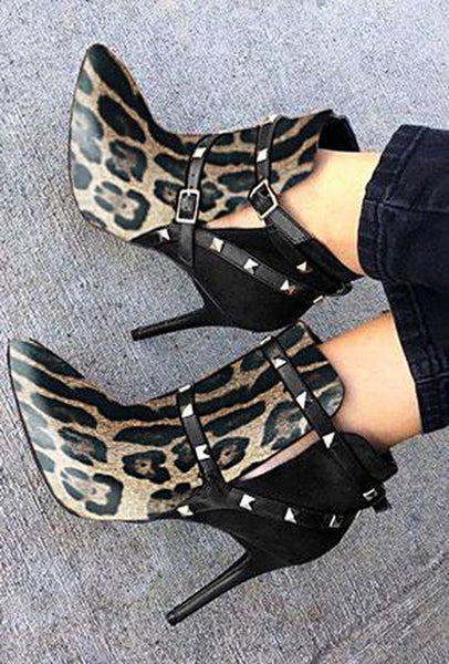 VINDELLE - STUDROCK LEOPARD BOOTS