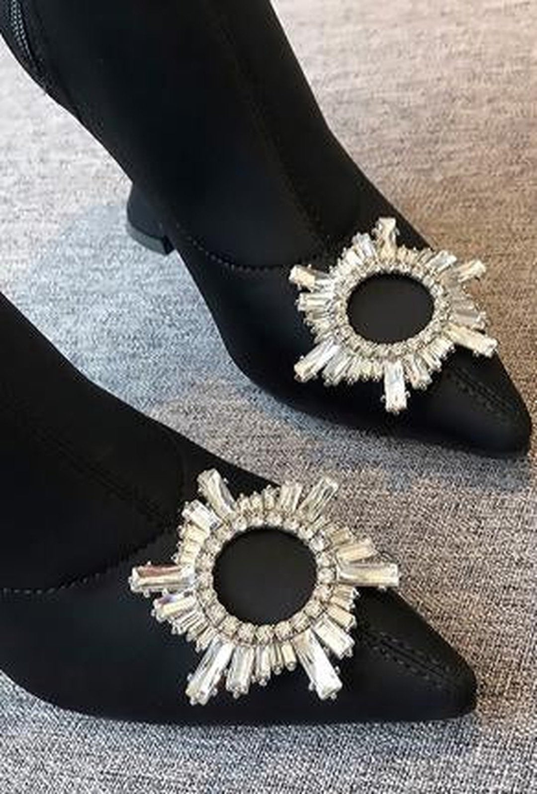 VIOLETA - RHINESTONE SOCK HEELS