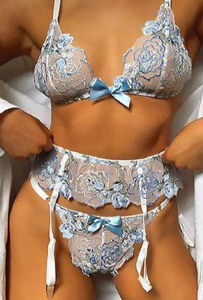 YASMIN - LACE 3 PIECE GARTER LINGERIE